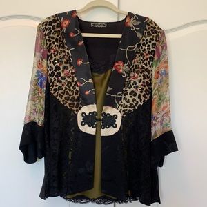 Violet Kay woman’s dress blouse oriental silk size xl